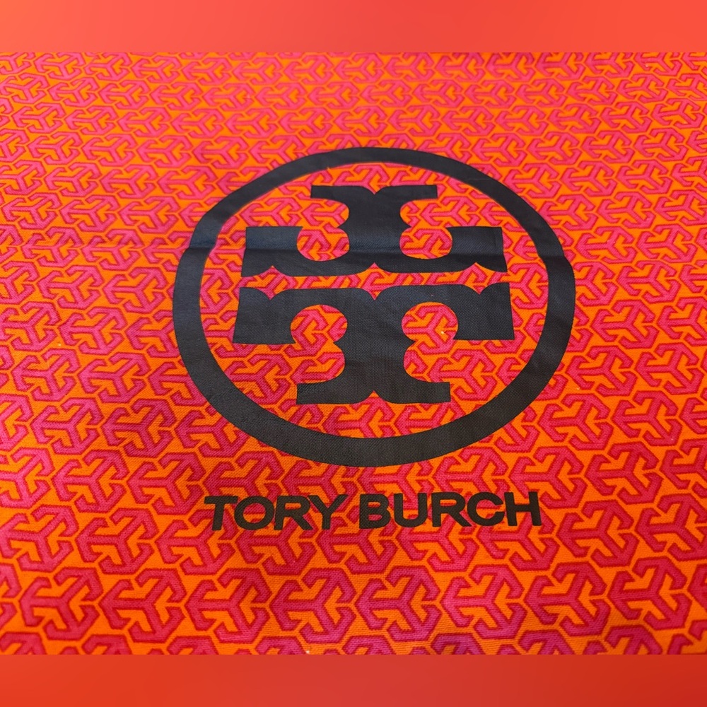 Tory Burch Large Orange and Red Patterned Drawstring Dust bag